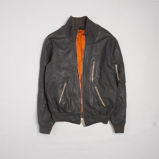 1980s VINTAGE LEATHER ARMY JACKET - XL